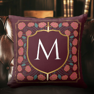 Oreiller jetable à monogramme avec épée médiévale