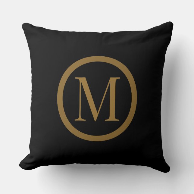 Oreiller jetable à monogramme encadré noir et or p (Recto)