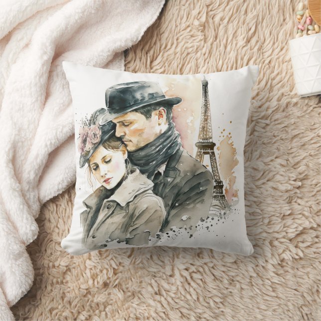 Oreiller jetable Amour aquarelle à Paris pour coup (Couverture)