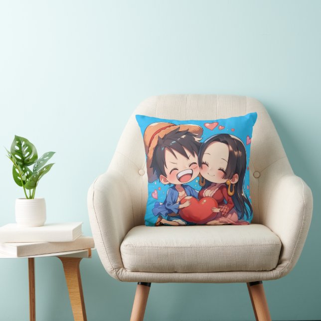 Oreiller jetable animé de Luffy & Boa Hancock (Chaise)