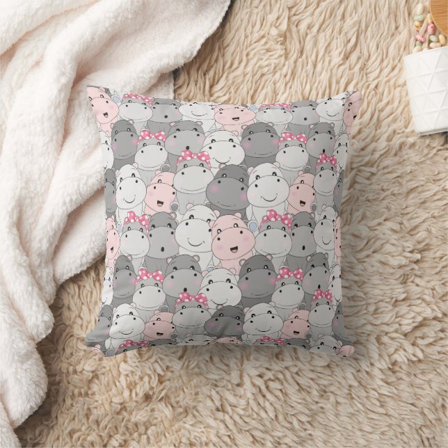 Oreiller jetable avec de mignons bébés hippopotame (Couverture)