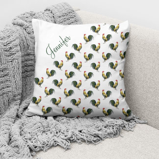 Oreiller jetable avec motif de coq vintage et nom