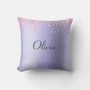 Oreiller jetable avec nom paillettes rose violet f