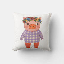 Oreiller jetable avec un cochon mignon dans une co