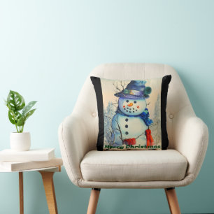 Oreiller jetable bonhomme de neige aquarelle