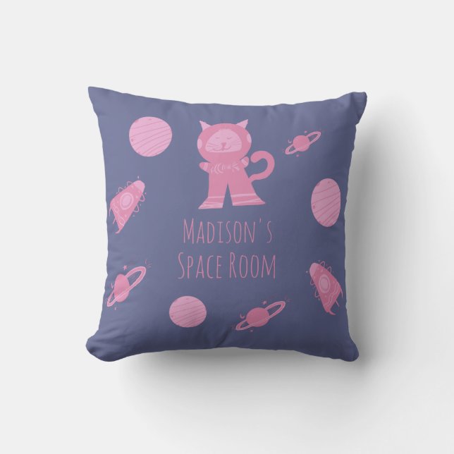 Oreiller Jetable Chambre Rose Fille Chat Espace Vi (Recto)