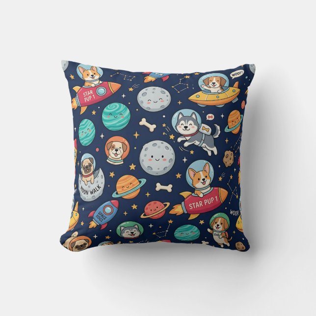 Oreiller jetable Chien Astronaute – Motif de fusée (Recto)