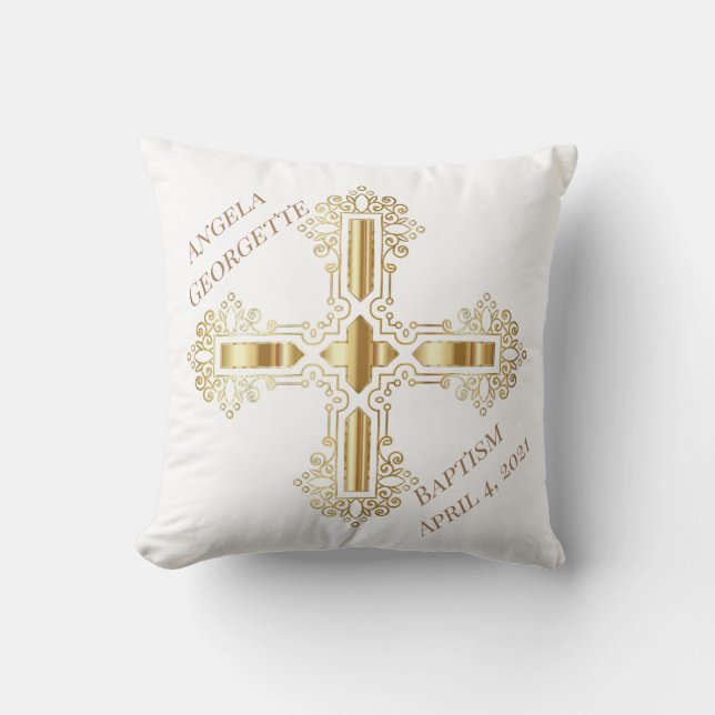 Oreiller jetable Croix Chrétienne Blanche et Or (Recto)