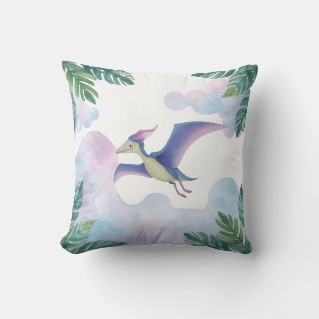 Oreiller jetable Dinosaure Violet Fantaisiste dans (Recto)