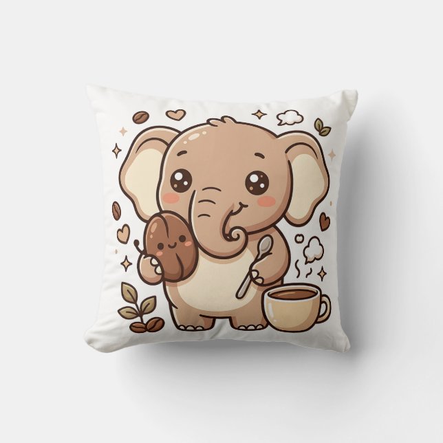 Oreiller jetable éléphant Kawaii - Personnage de c (Recto)