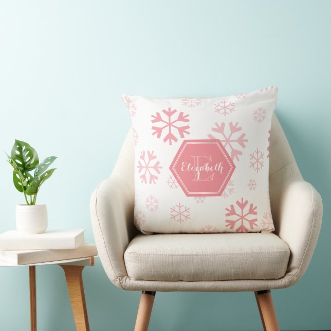 Oreiller jetable flocon de neige à monogramme pers (Chaise)