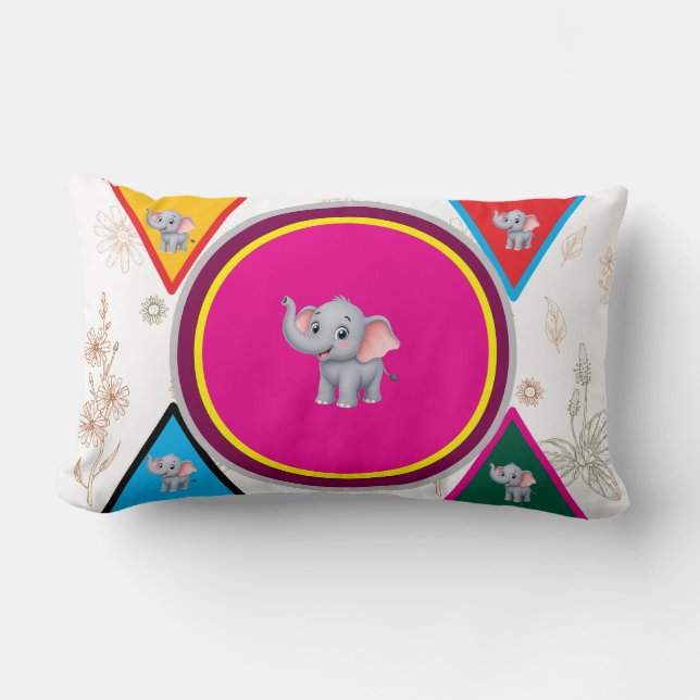 Oreiller jetable géométrique éléphant mignon pour  (Recto)