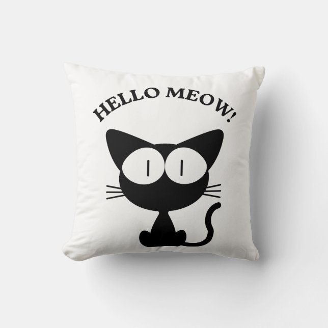 Oreiller jetable Kawaii Anime Chat HELLO MEOW (Recto)