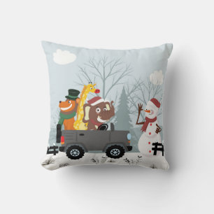 Oreiller jetable Noël bonhomme de neige et animaux