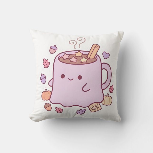 Oreiller jetable Pastel Kawaii Fantôme Brew Mignon (Recto)