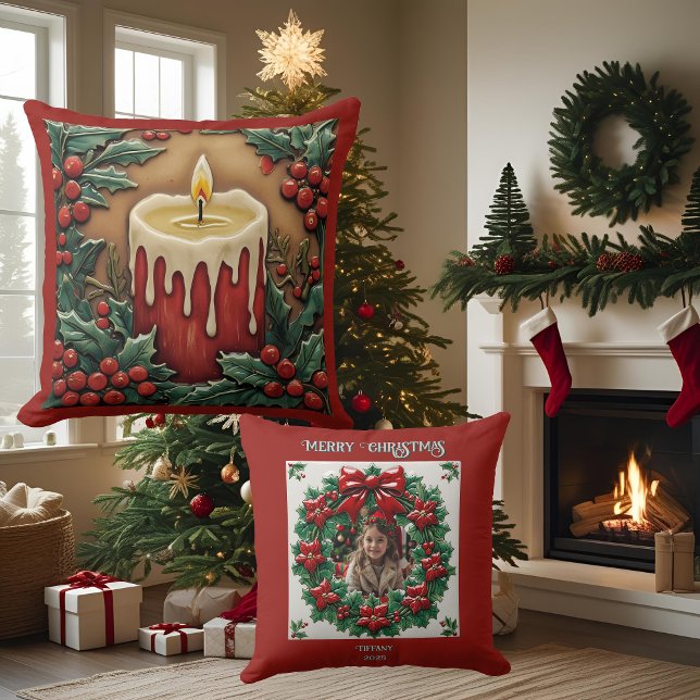 Oreiller jetable personnalisable Bougie de Noël ro (Créateur téléchargé)