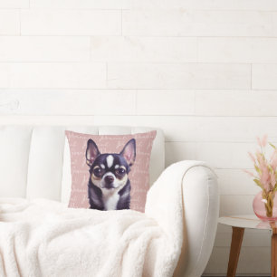 Oreiller jetable personnalisé Chihuahua rose migno