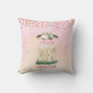 Oreiller jetable personnalisé vache rose en or