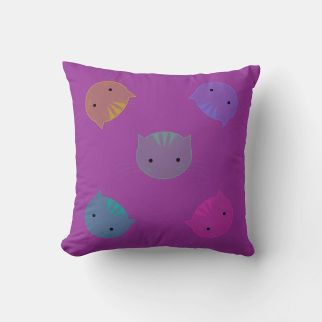 Oreiller jetable pour enfants aux visages de chat  (Recto)