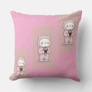 Oreiller jetable pour enfants rose pâle avec dessi
