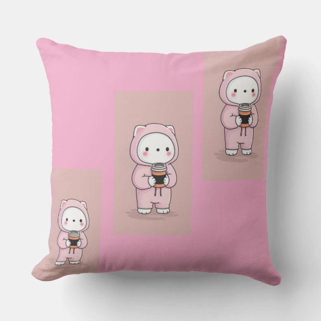 Oreiller jetable pour enfants rose pâle avec dessi (Recto)