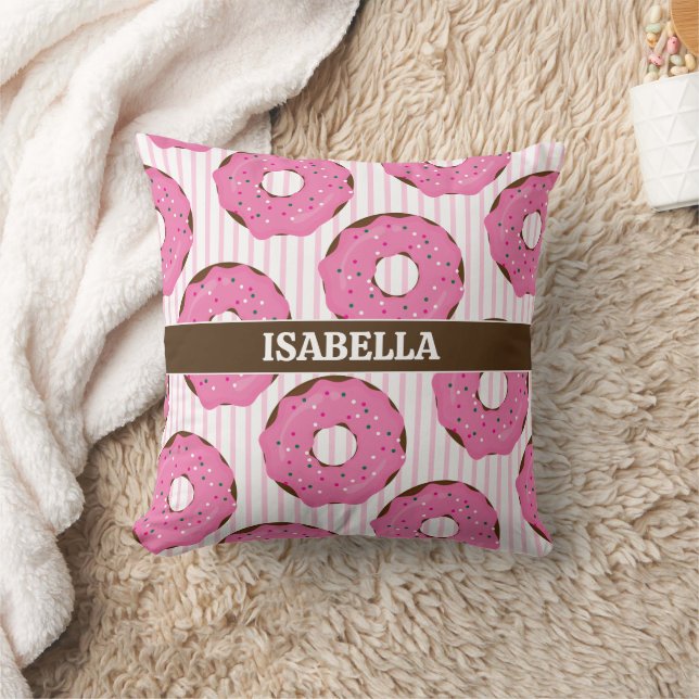 Oreiller Jetable Rose Sucré en Forme de Beignet (Couverture)