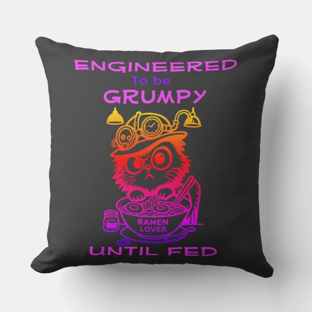 Oreiller jetable Steampunk Ramen Cat drôle d'anime (Recto)