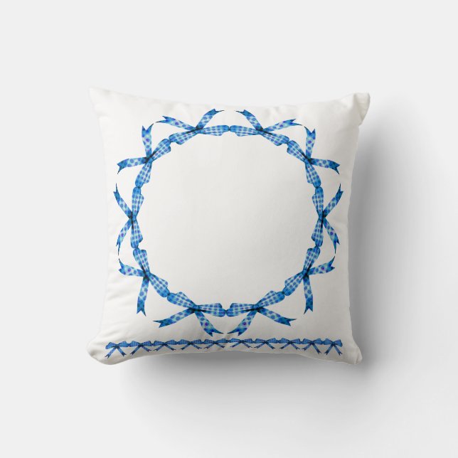 Oreiller jeté à couronne de ruban bleu (Recto)