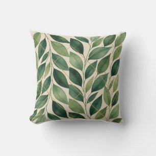 Oreiller jeté à feuilles d'aquarelle botanique V