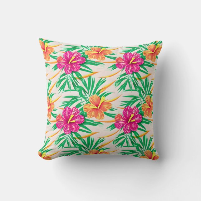 Oreiller jeté à l'hibiscus de l'île (Recto)