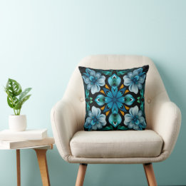 Oreiller jeté à motif bleu