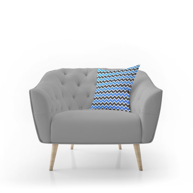 Oreiller jeté à motif chevron bleu noir moderne (Créateur téléchargé)