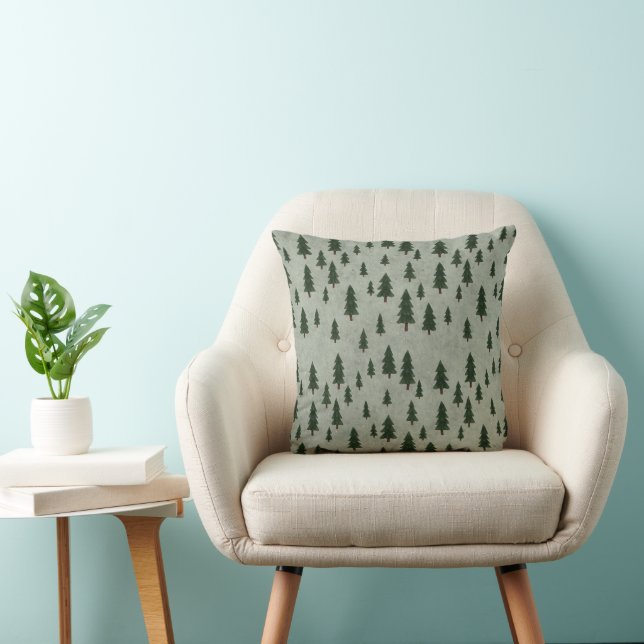 Oreiller jeté à motif d'arbre pin minimal (Chaise)