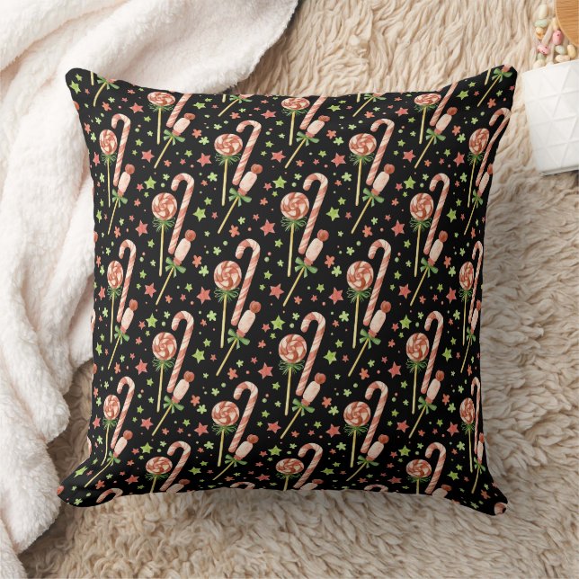 Oreiller jeté à motif de bonbons de Noël (Couverture)