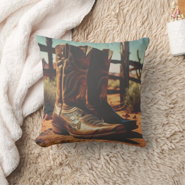 Oreiller jeté à motif de bottes de cowboy western  (Couverture)