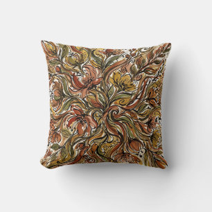 Oreiller jeté à motif de bouquet floral – Tons ter