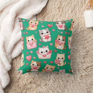 Oreiller jeté à motif de chat Kawaii pour la Saint