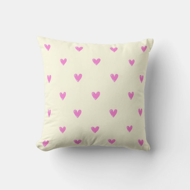 Oreiller jeté à motif de cœur rose mignon (Recto)