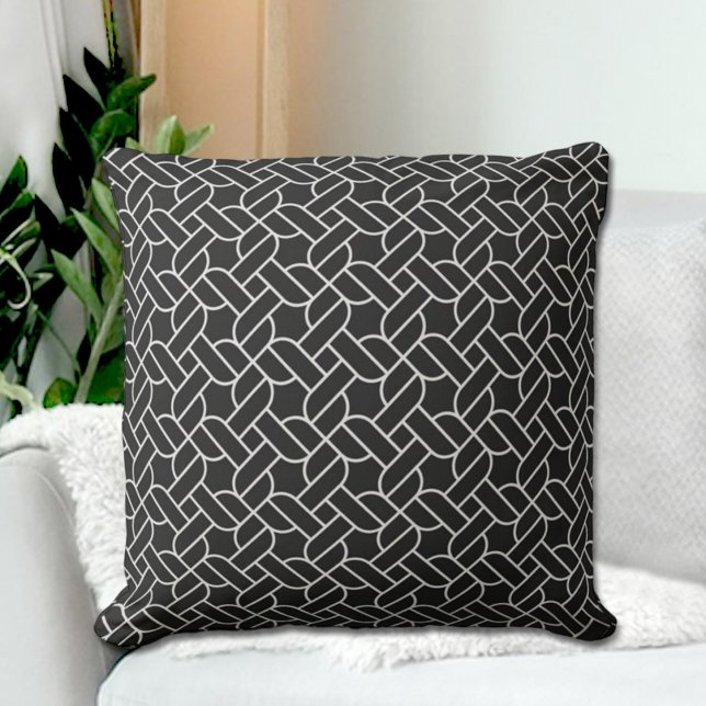 Oreiller jeté à motif de corde noire (Créateur téléchargé)