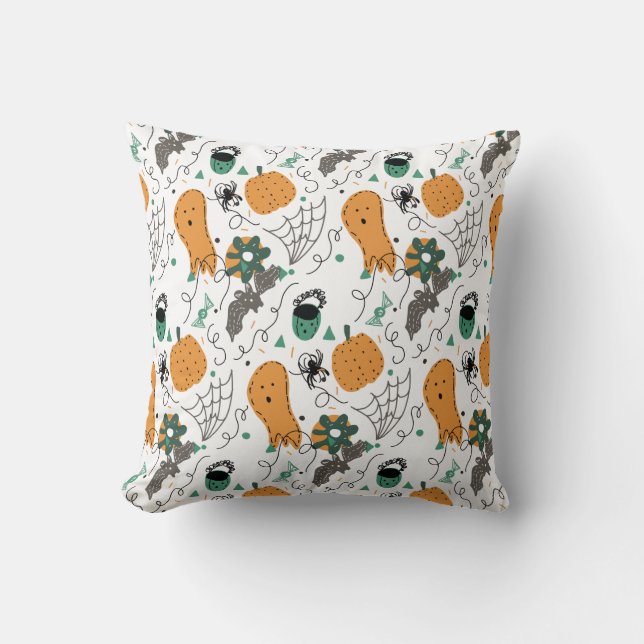 Oreiller jeté à motif de fantômes mignons pour Hal (Recto)