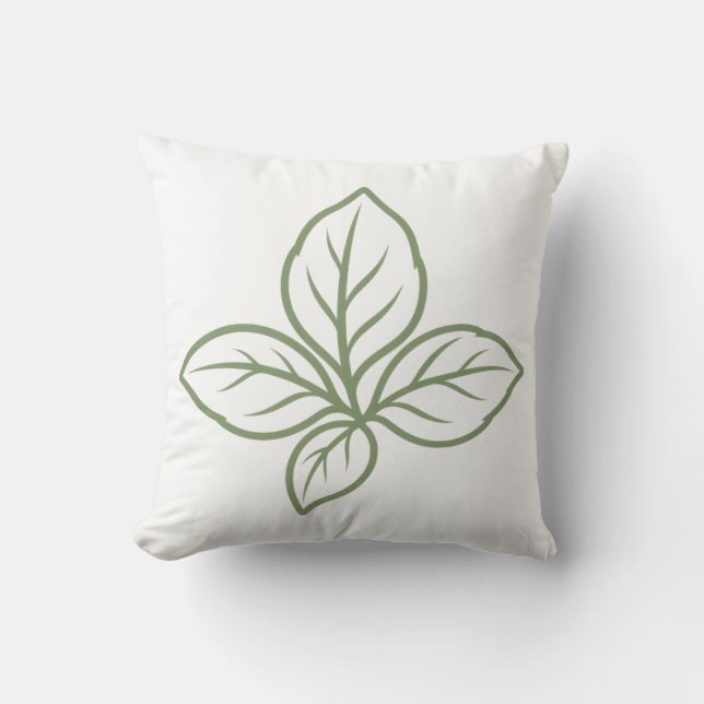 Oreiller jeté à motif de feuille botanique minimal (Recto)