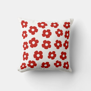 Oreiller jeté à motif de fleur rouge abstrait