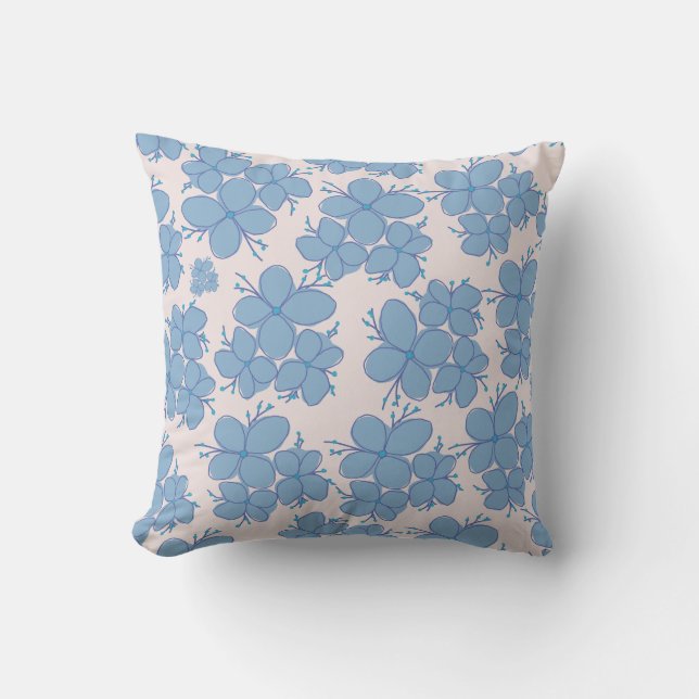 Oreiller jeté à motif de fleurs bleues (Recto)