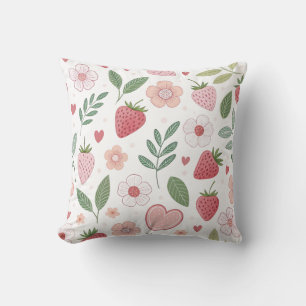 Oreiller jeté à motif de fraise mignon