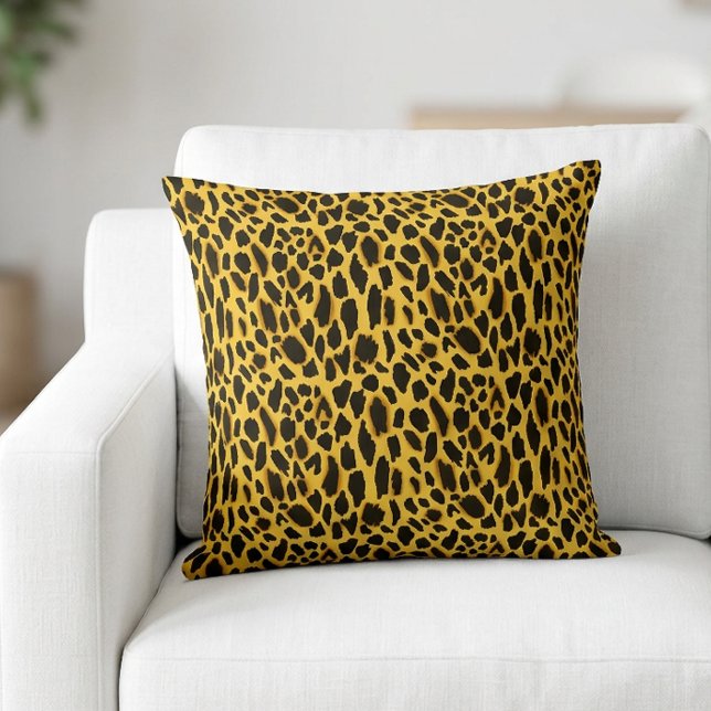 Oreiller jeté à motif de guépard jaune avec taches (Animal Print Pillow)