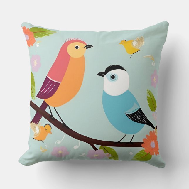 Oreiller jeté à motif de joli oiseau décoration de (Recto)