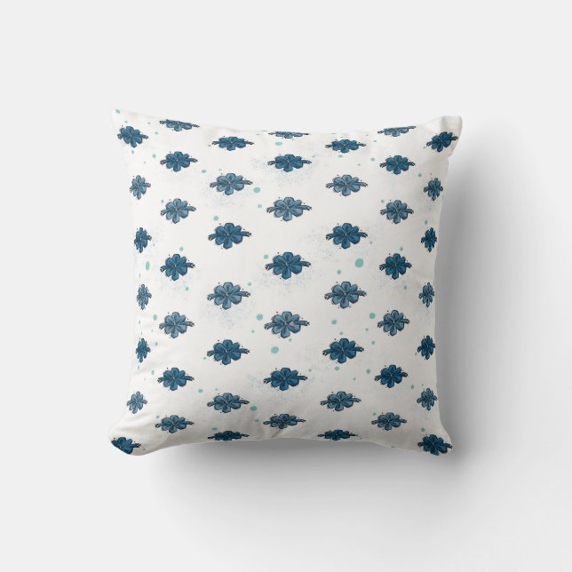 Oreiller jeté à motif de nœud bleu mignon (Recto)