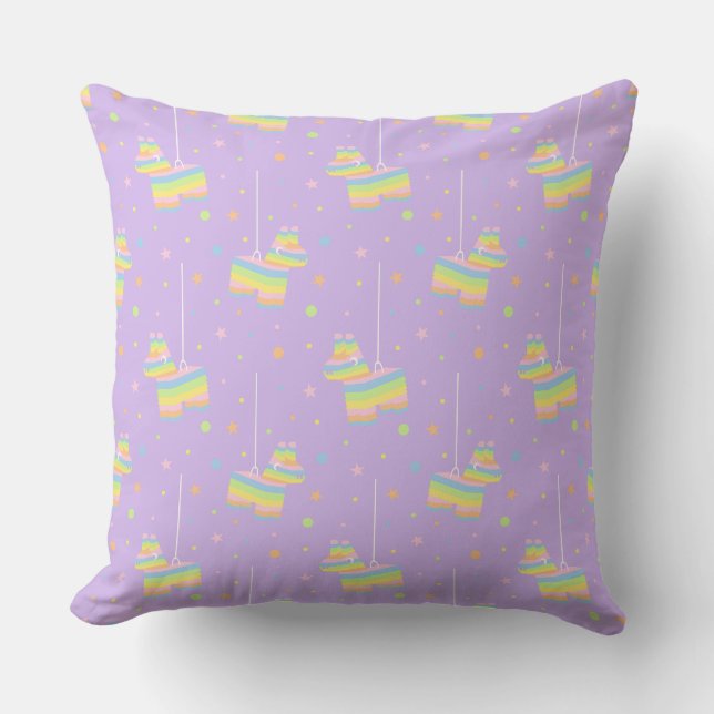 Oreiller jeté à motif de pinata pastel (Recto)