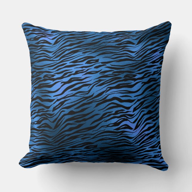 Oreiller jeté à motif de tigre bleu (Recto)