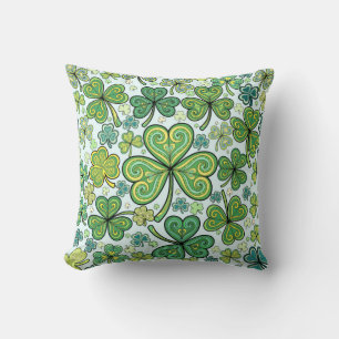 Oreiller jeté à motif de trèfle Shamrock élégant